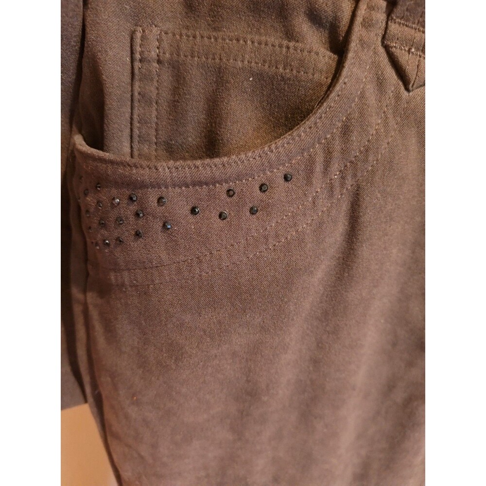 Haggar 2 Piece Faux Suede Pants & Shirt/Jacket w Rhinestone Embellishments SZ 6P - Picture 5 of 14